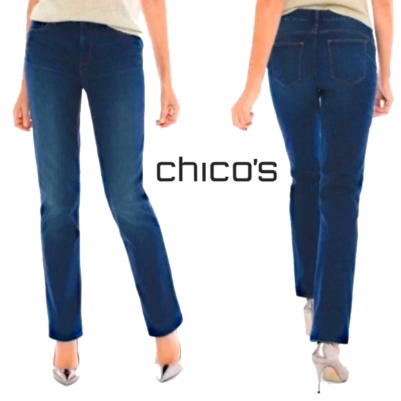 Chico's So Lifting So Slimming Straight Leg Jeans Size 14R - Picture 1 of 2
